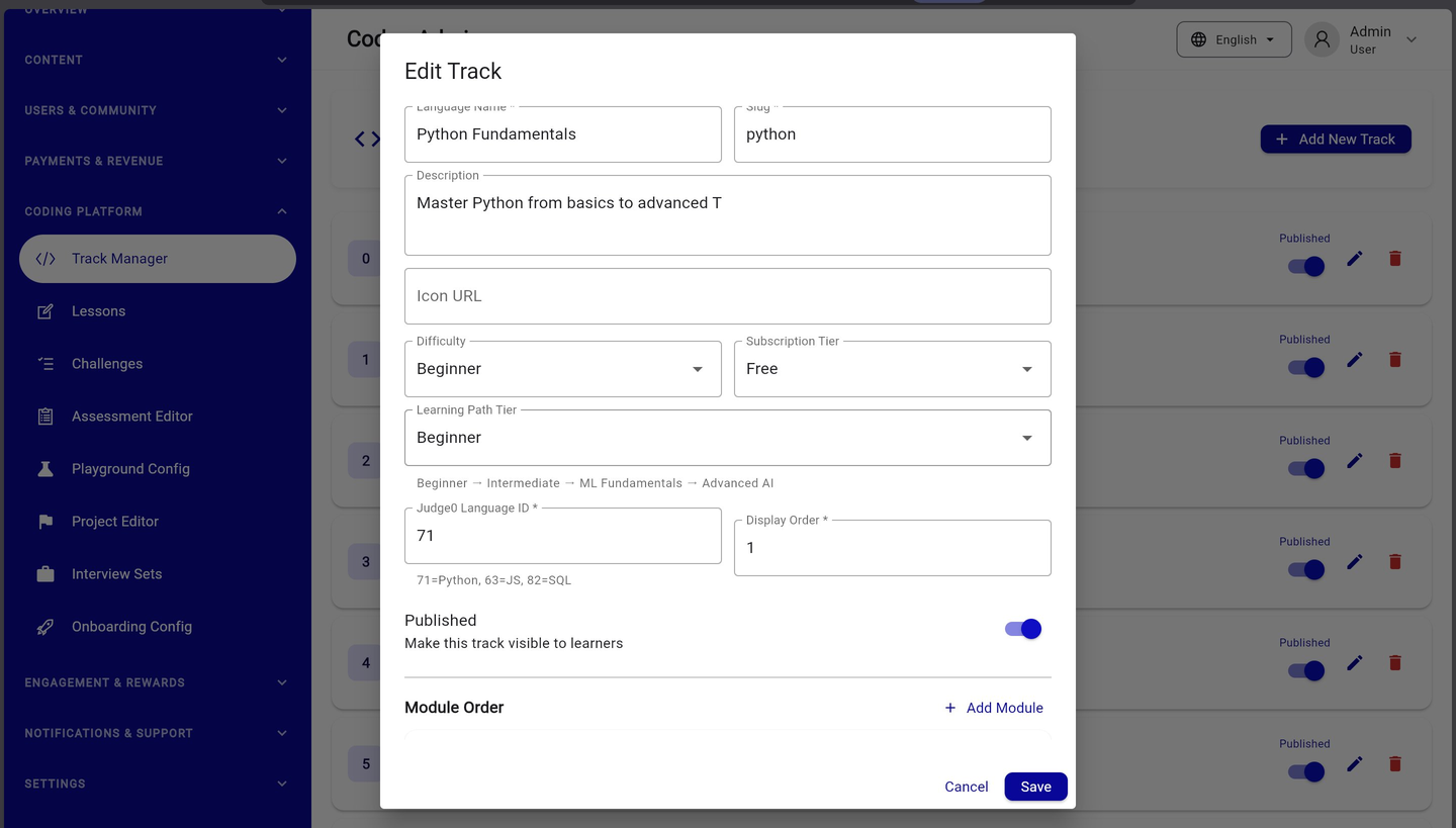Coduo Admin Panel - Edit Track Modal
