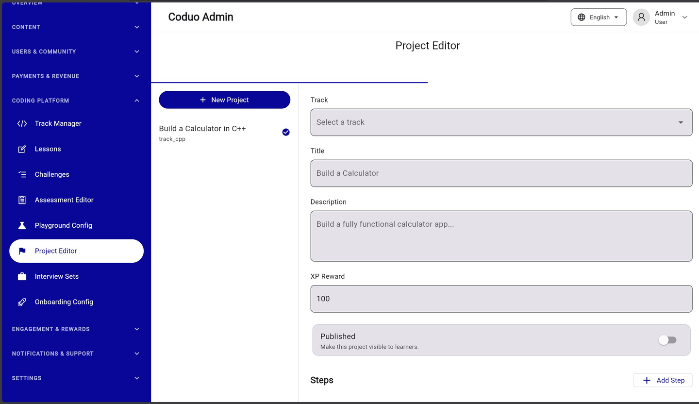 Coduo Admin Panel - Project Editor