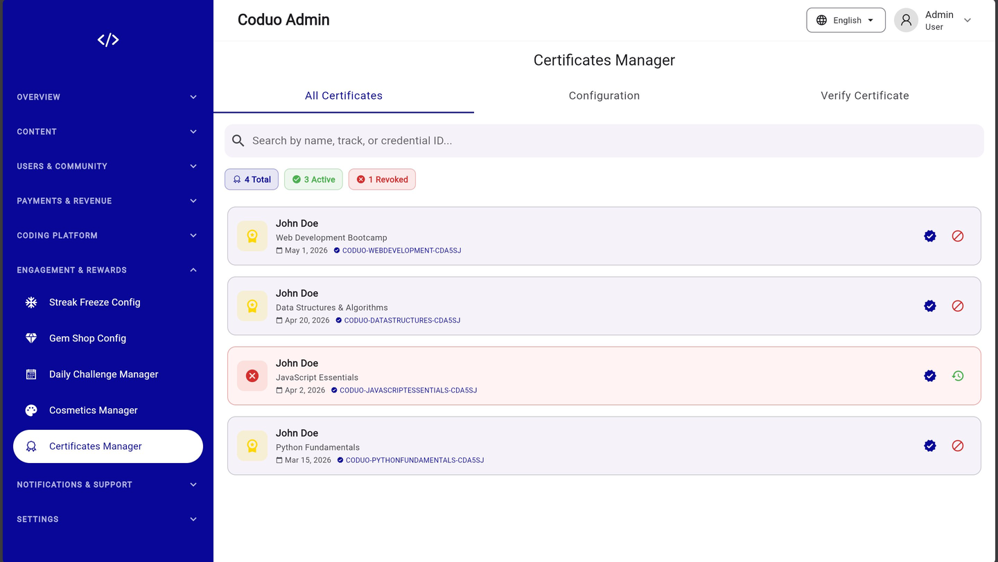 Coduo Admin Panel - Certificates Manager